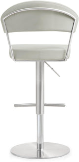 TOV Cosmo Light Grey Performance Vegan Leather and Stainless Steel Barstool