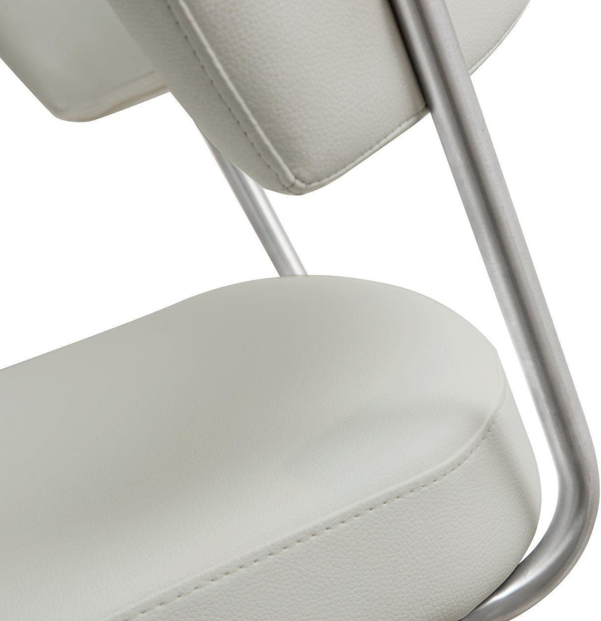 TOV Cosmo Light Grey Performance Vegan Leather and Stainless Steel Barstool