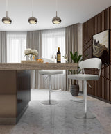 TOV Cosmo Light Grey Performance Vegan Leather and Stainless Steel Barstool