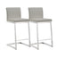 TOV Parma Light Grey Performance Vegan Leather and Stainless Steel Counter Stool - Set of 2