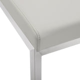 TOV Parma Light Grey Performance Vegan Leather and Stainless Steel Counter Stool - Set of 2