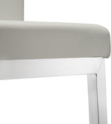 TOV Parma Light Grey Performance Vegan Leather and Stainless Steel Counter Stool - Set of 2