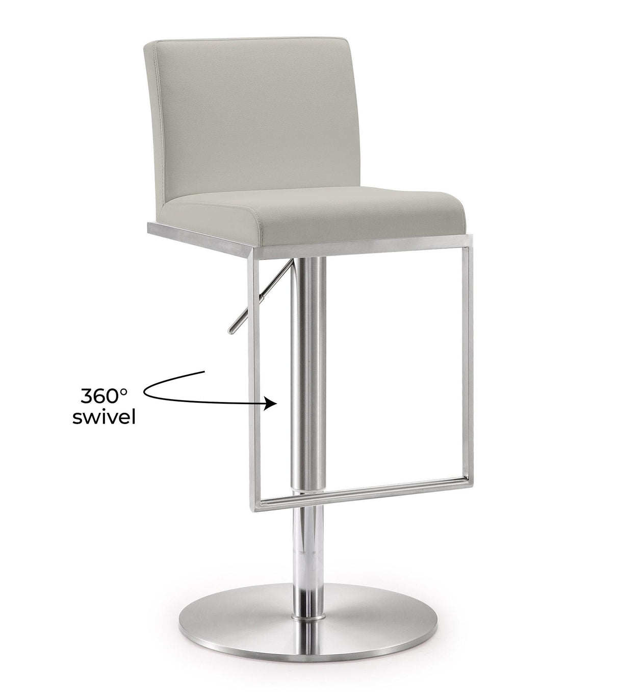TOV Amalfi Light Grey Performance Vegan Leather Stool