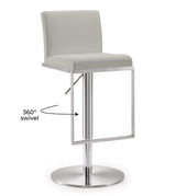 TOV Amalfi Light Grey Performance Vegan Leather Stool