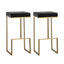 TOV Ferrara Black Performance Vegan Leather and Gold Steel Barstool - Set of 2