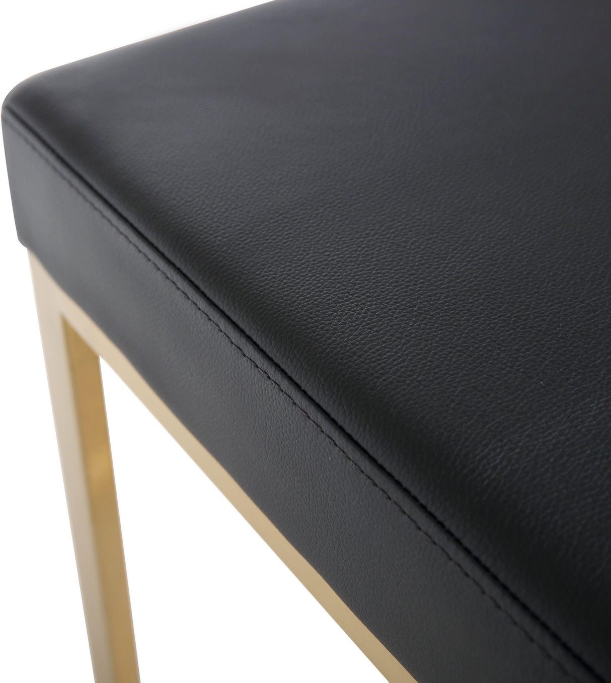 TOV Ferrara Black Performance Vegan Leather and Gold Steel Barstool - Set of 2