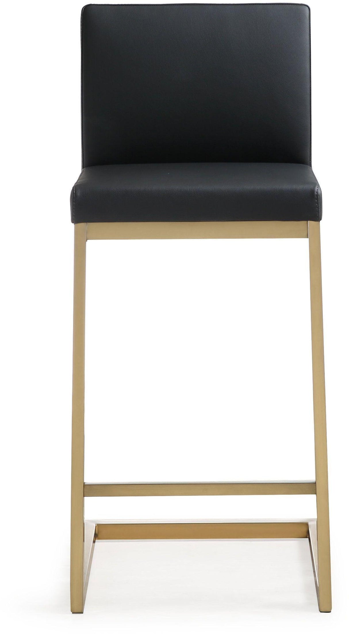 TOV Parma Black Performance Vegan Leather and Gold Steel Counter Stool - Set of 2