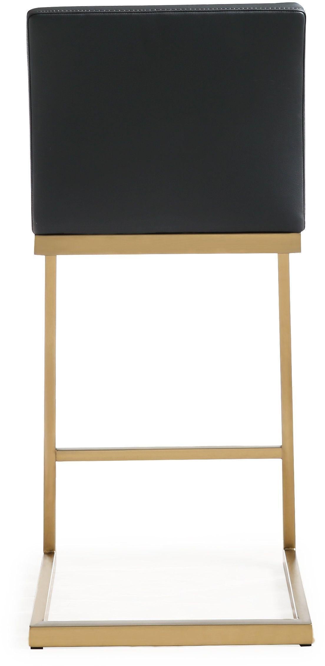 TOV Parma Black Performance Vegan Leather and Gold Steel Counter Stool - Set of 2