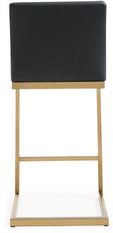TOV Parma Black Performance Vegan Leather and Gold Steel Counter Stool - Set of 2