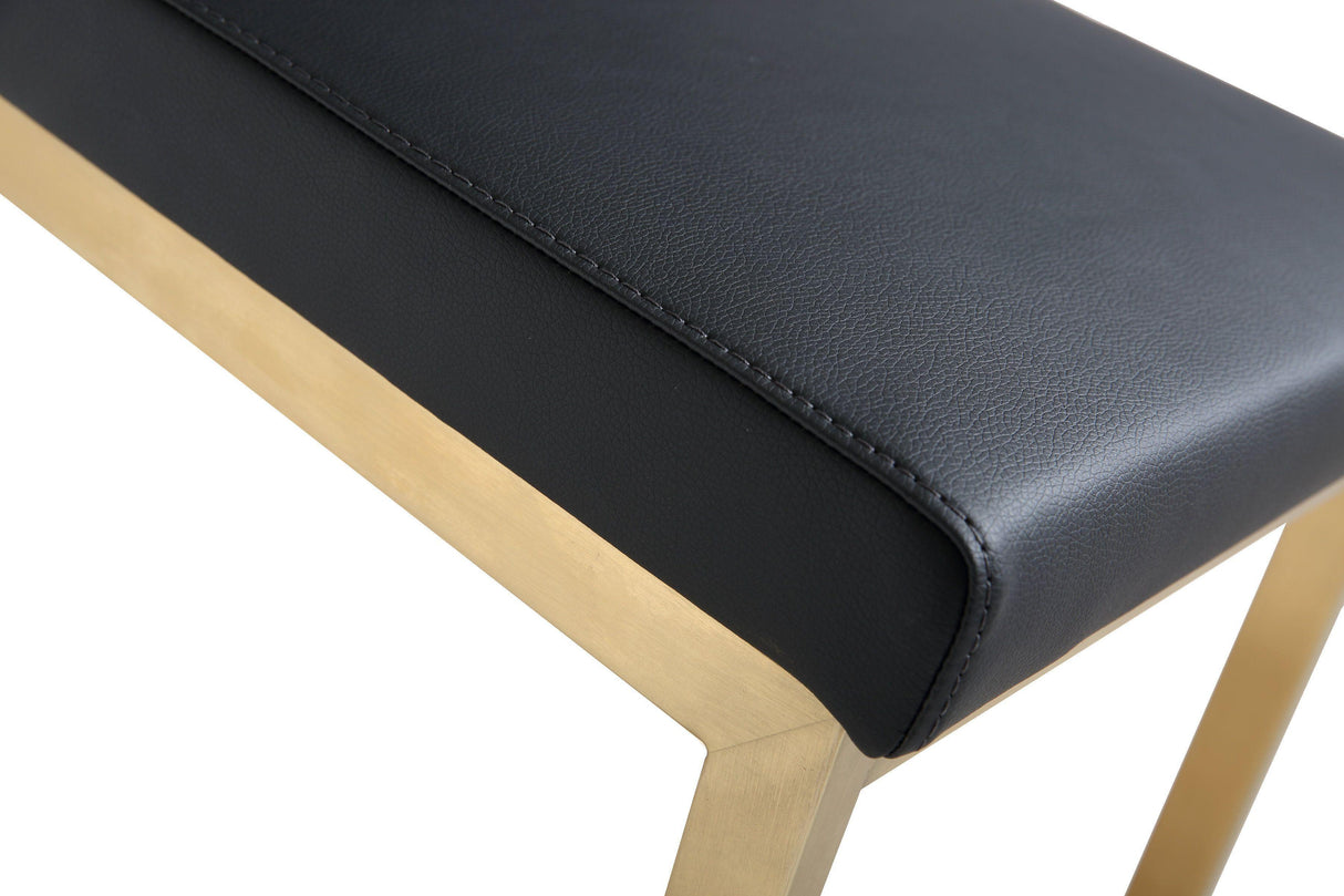 TOV Parma Black Performance Vegan Leather and Gold Steel Counter Stool - Set of 2