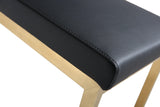 TOV Parma Black Performance Vegan Leather and Gold Steel Counter Stool - Set of 2