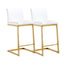 TOV Parma White Performance Vegan Leather and Gold Steel Counter Stool - Set of 2