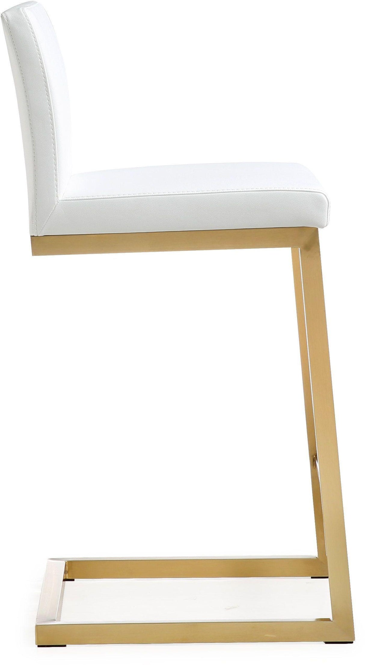 TOV Parma White Performance Vegan Leather and Gold Steel Counter Stool - Set of 2