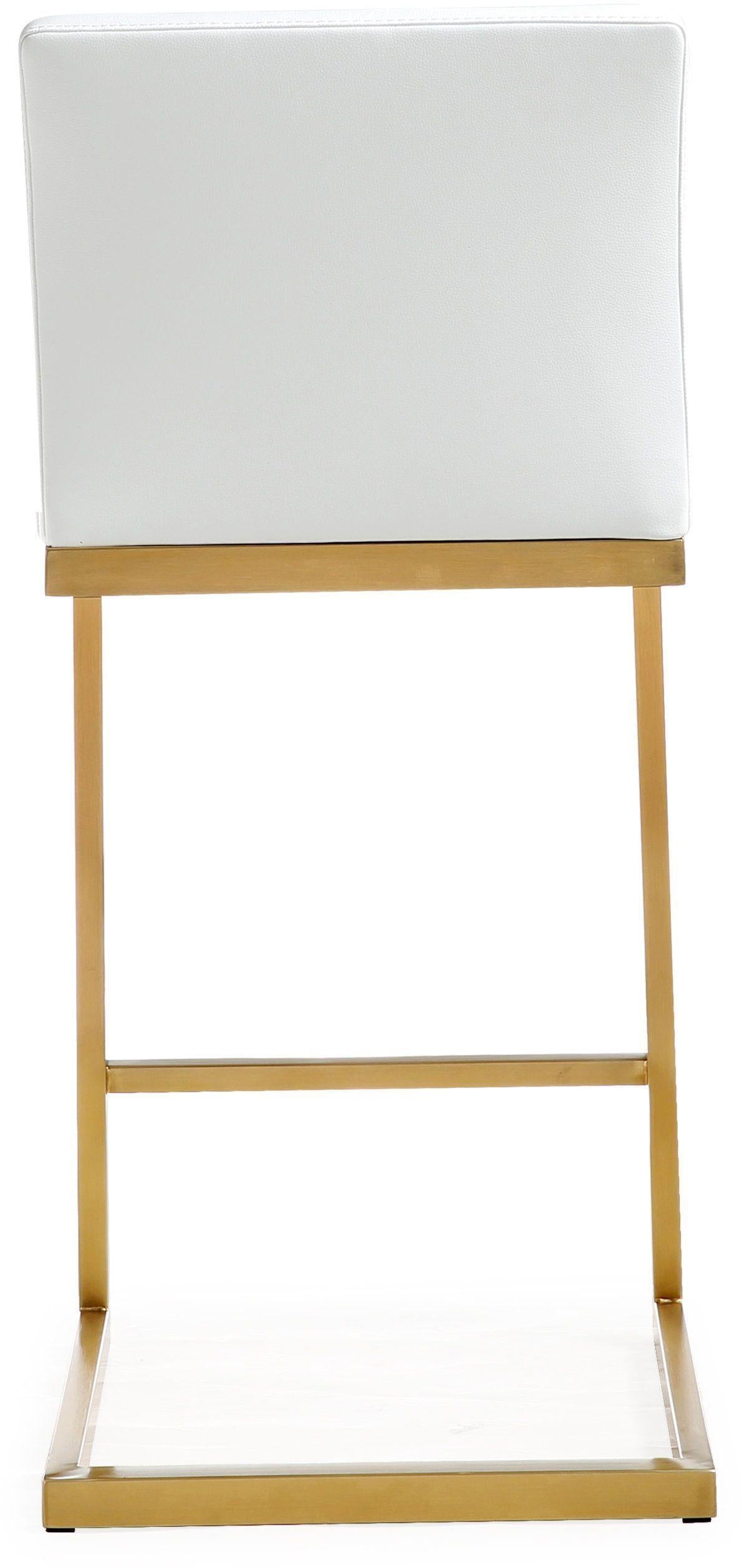 TOV Parma White Performance Vegan Leather and Gold Steel Counter Stool - Set of 2