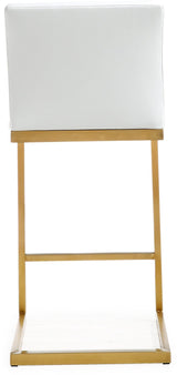 TOV Parma White Performance Vegan Leather and Gold Steel Counter Stool - Set of 2