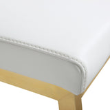 TOV Parma White Performance Vegan Leather and Gold Steel Counter Stool - Set of 2