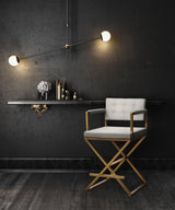 TOV Director White Performance Vegan Leather and Gold Steel Counter Stool