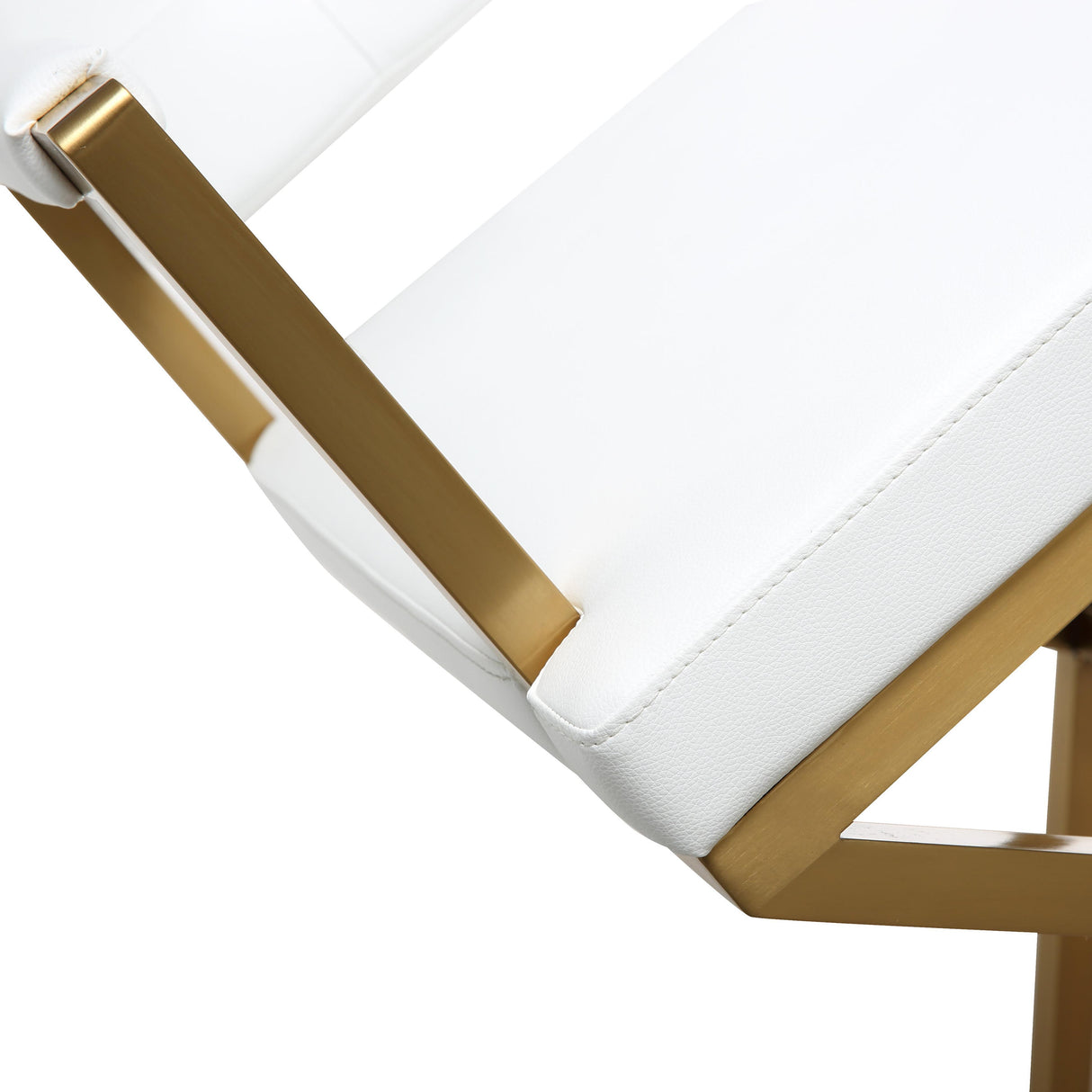 TOV Director White Performance Vegan Leather and Gold Steel Counter Stool