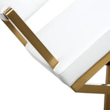 TOV Director White Performance Vegan Leather and Gold Steel Counter Stool