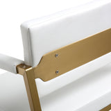 TOV Director White Performance Vegan Leather and Gold Steel Counter Stool