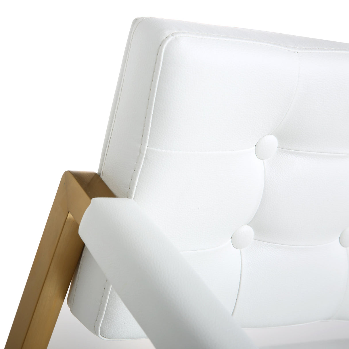 TOV Director White Performance Vegan Leather and Gold Steel Counter Stool