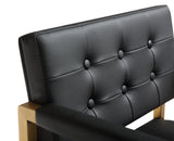 TOV Director Black Performance Vegan Leather and Gold Steel Barstool