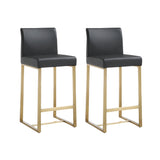 TOV Denmark Black Performance Vegan Leather and Gold Steel Counter Stool - Set of 2