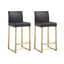 TOV Denmark Black Performance Vegan Leather and Gold Steel Counter Stool - Set of 2