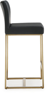TOV Denmark Black Performance Vegan Leather and Gold Steel Counter Stool - Set of 2