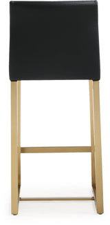 TOV Denmark Black Performance Vegan Leather and Gold Steel Counter Stool - Set of 2