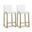TOV Denmark White Performance Vegan Leather and Gold Steel Counter Stool - Set of 2