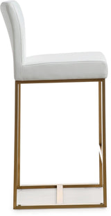 TOV Denmark White Performance Vegan Leather and Gold Steel Counter Stool - Set of 2