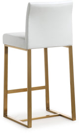 TOV Denmark White Performance Vegan Leather and Gold Steel Counter Stool - Set of 2