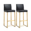 TOV Denmark Black Performance Vegan Leather and Gold Steel Barstool - Set of 2