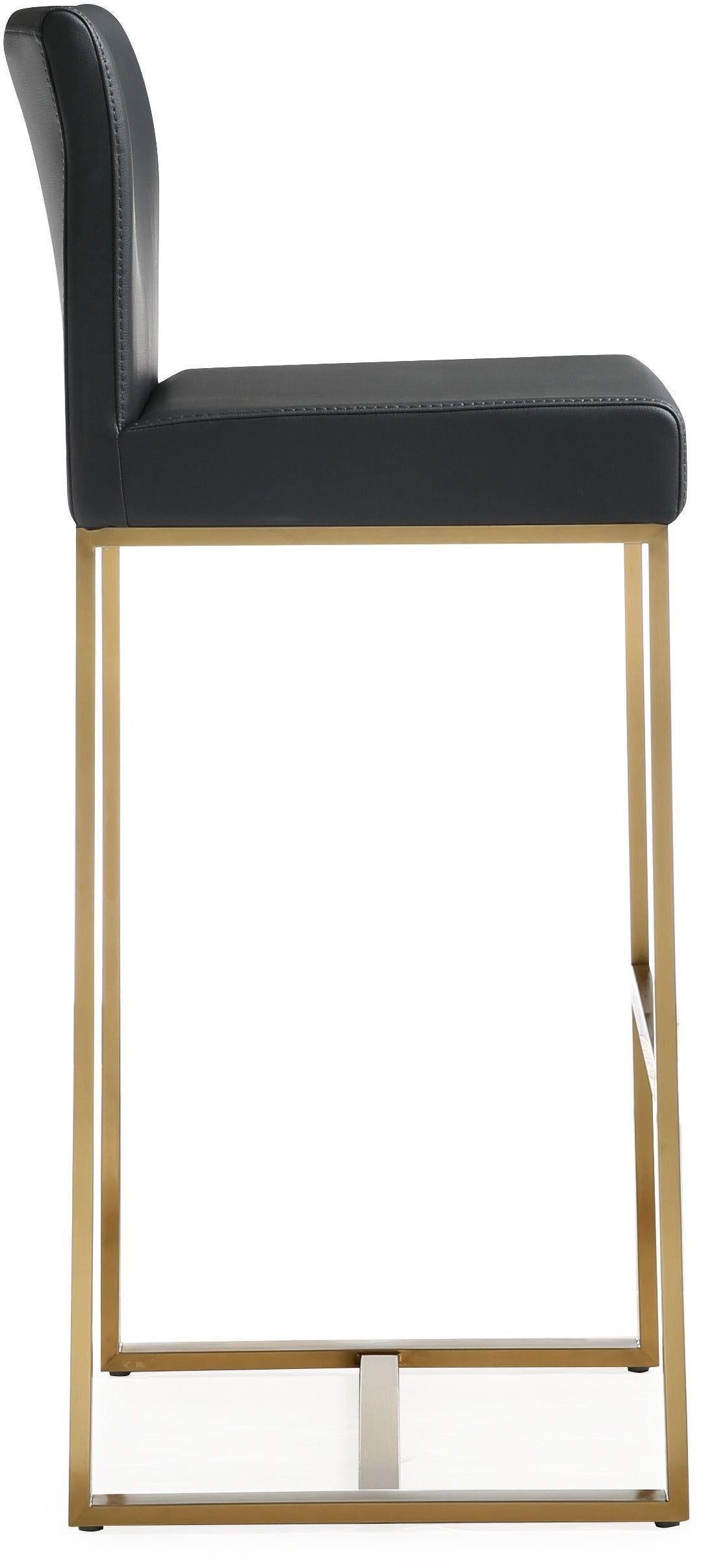 TOV Denmark Black Performance Vegan Leather and Gold Steel Barstool - Set of 2