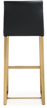TOV Denmark Black Performance Vegan Leather and Gold Steel Barstool - Set of 2