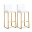 TOV Denmark White Performance Vegan Leather and Gold Steel Barstool - Set of 2