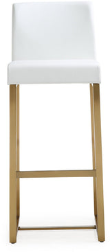 TOV Denmark White Performance Vegan Leather and Gold Steel Barstool - Set of 2