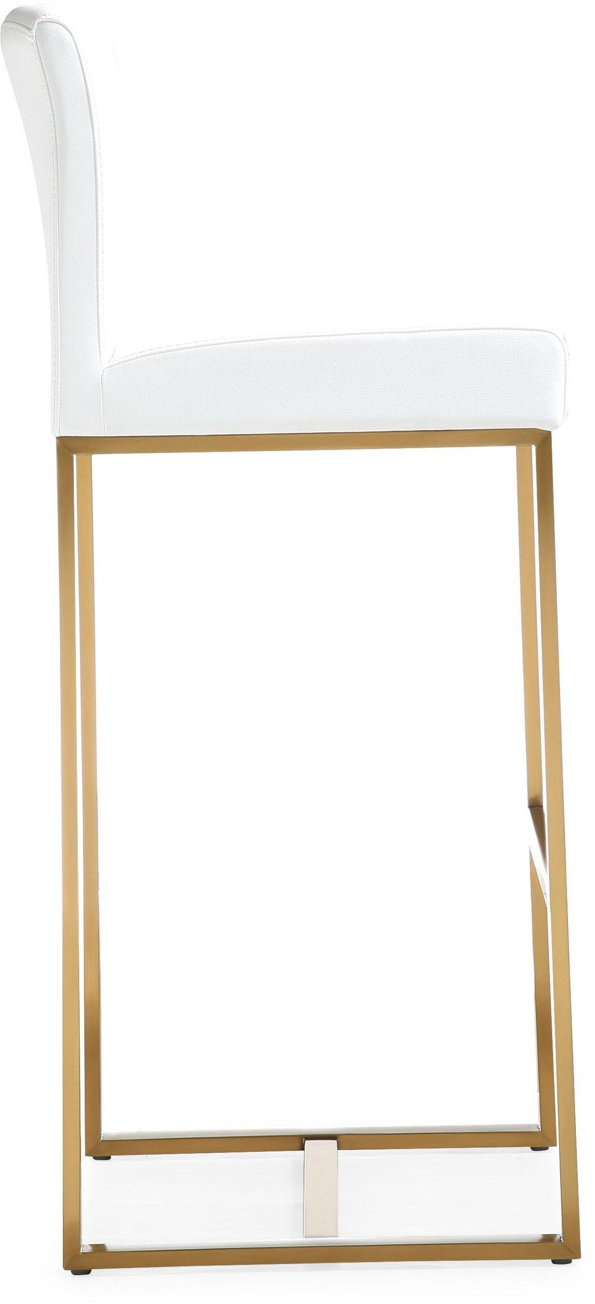 TOV Denmark White Performance Vegan Leather and Gold Steel Barstool - Set of 2