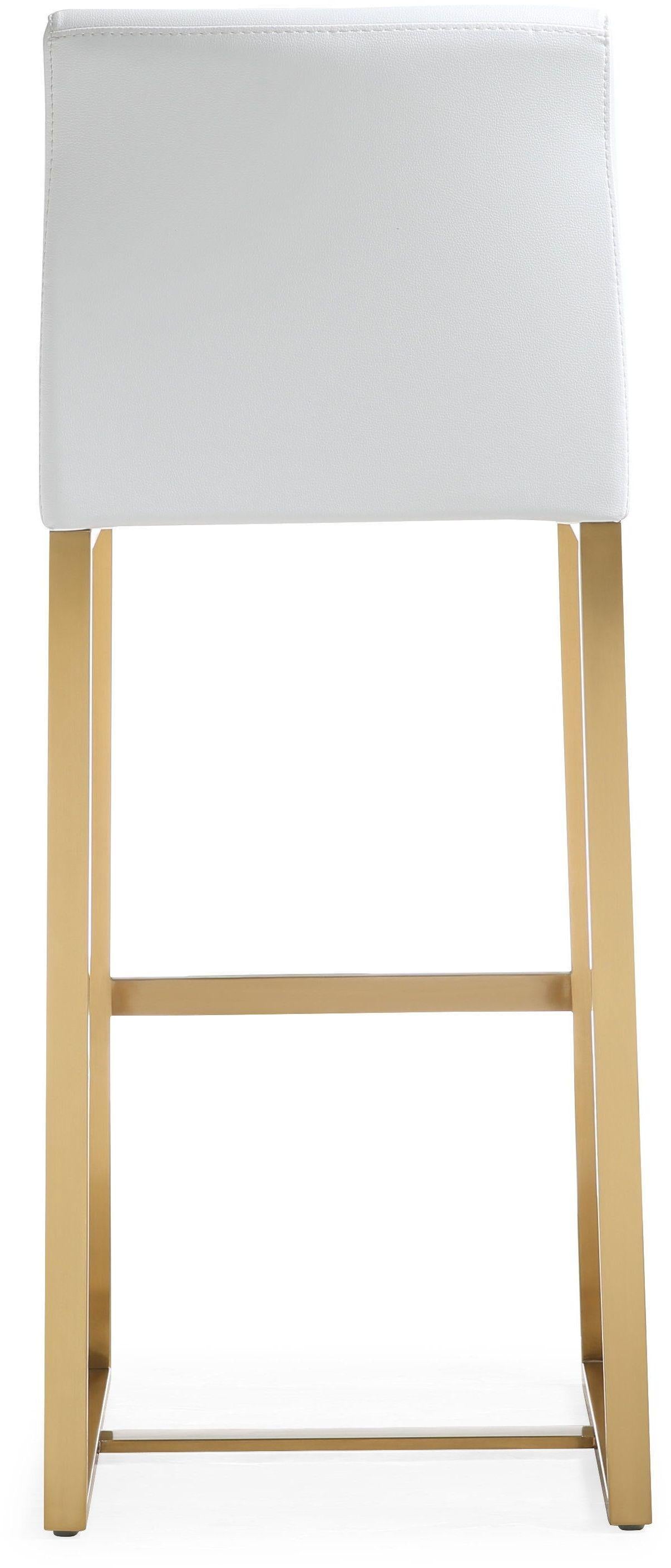 TOV Denmark White Performance Vegan Leather and Gold Steel Barstool - Set of 2