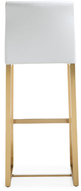TOV Denmark White Performance Vegan Leather and Gold Steel Barstool - Set of 2