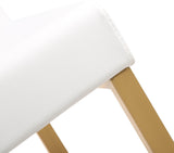 TOV Denmark White Performance Vegan Leather and Gold Steel Barstool - Set of 2