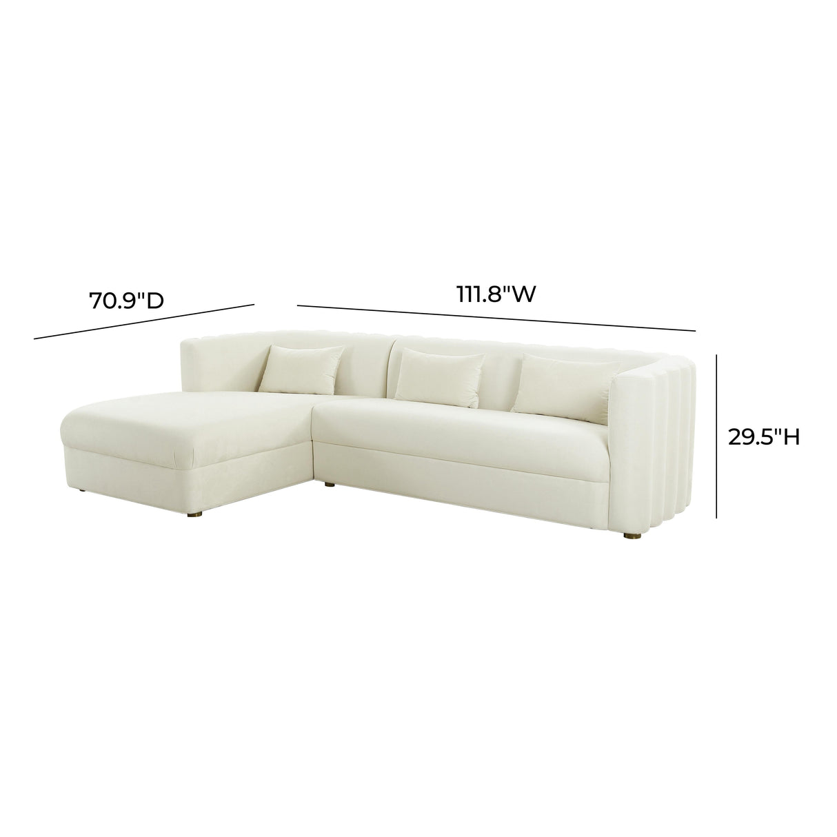 TOV Callie Cream Velvet Sectional - LAF