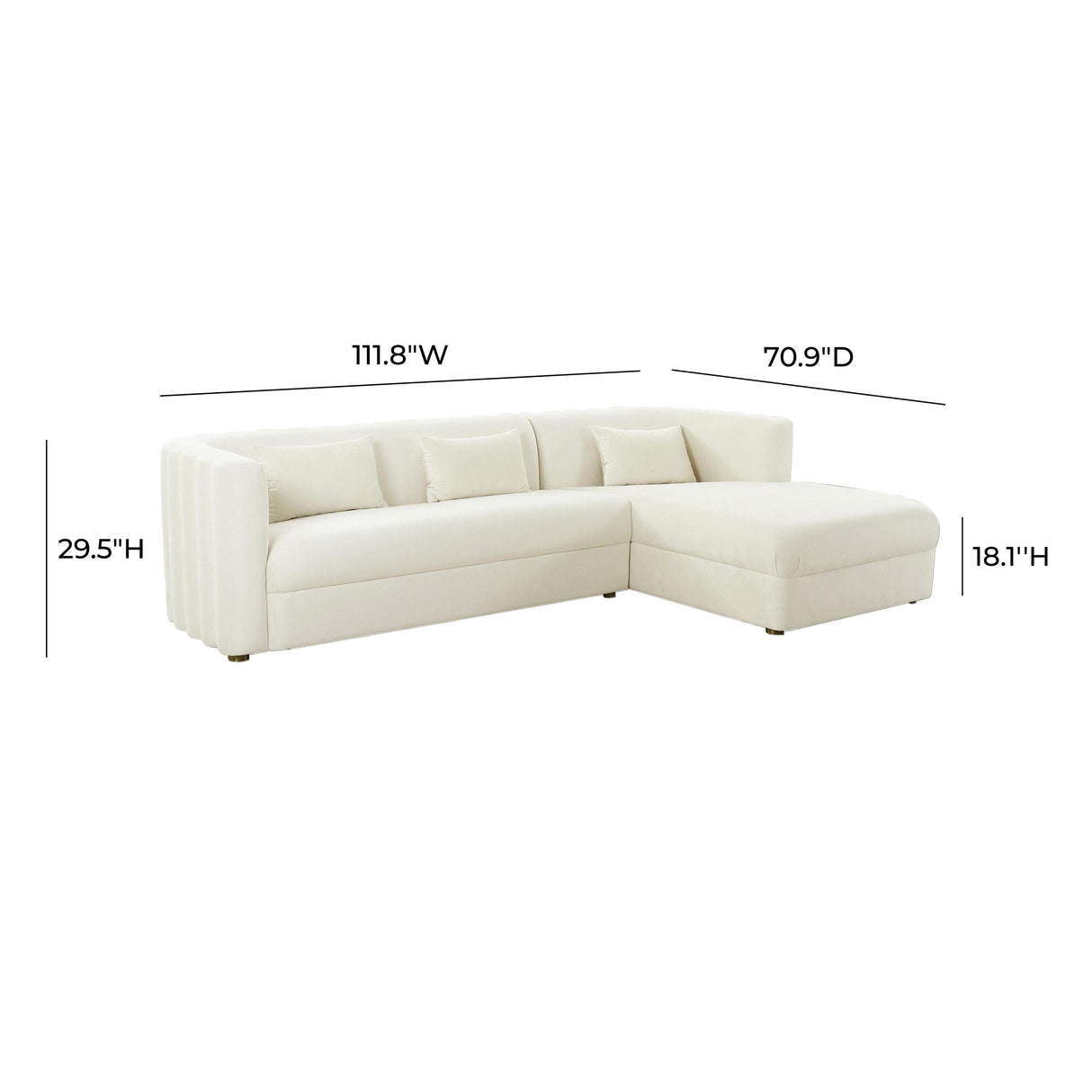 TOV Callie Cream Velvet Sectional - RAF
