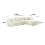 TOV Callie Cream Velvet Sectional - RAF