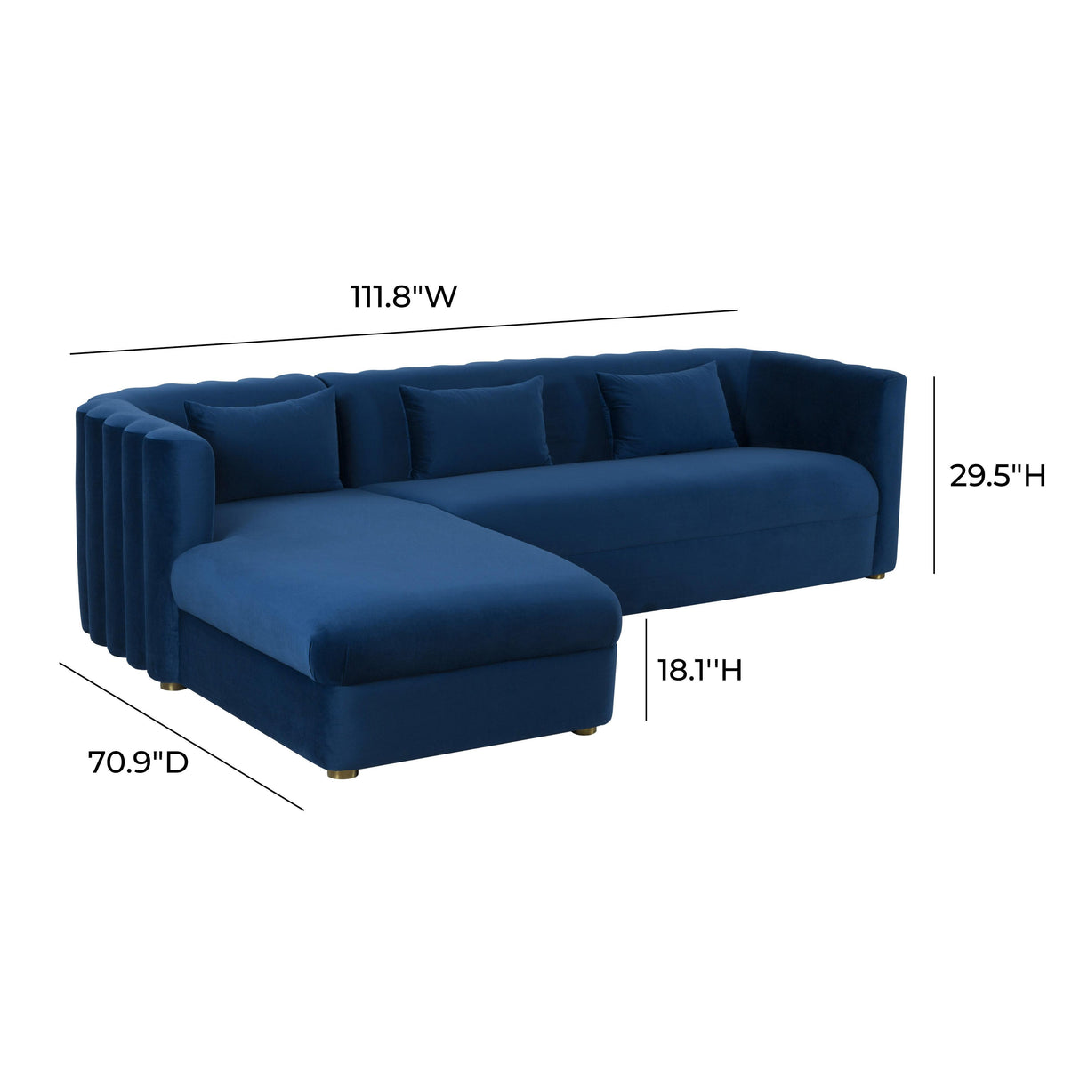 TOV Callie Navy Velvet Sectional - LAF