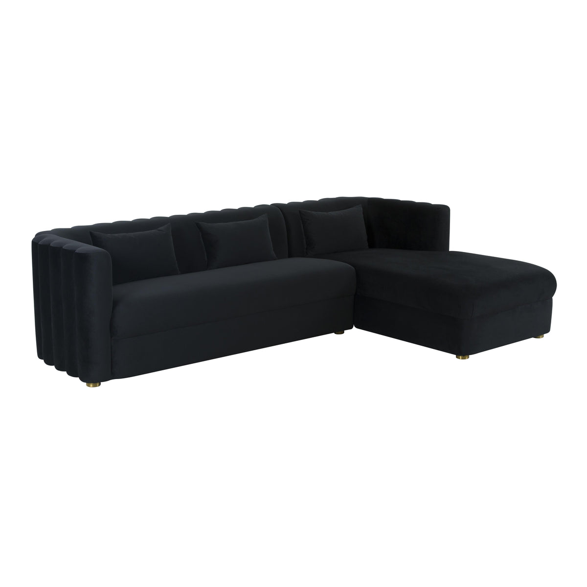 TOV Callie Black Velvet Sectional - RAF