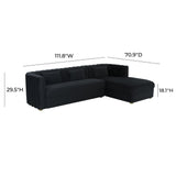 TOV Callie Black Velvet Sectional - RAF