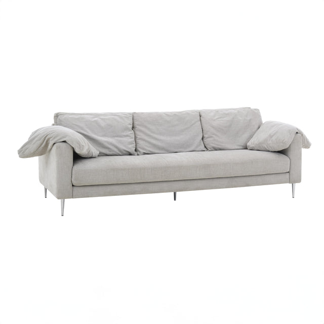 TOV Vari Light Grey Textured Velvet Lounge Sofa