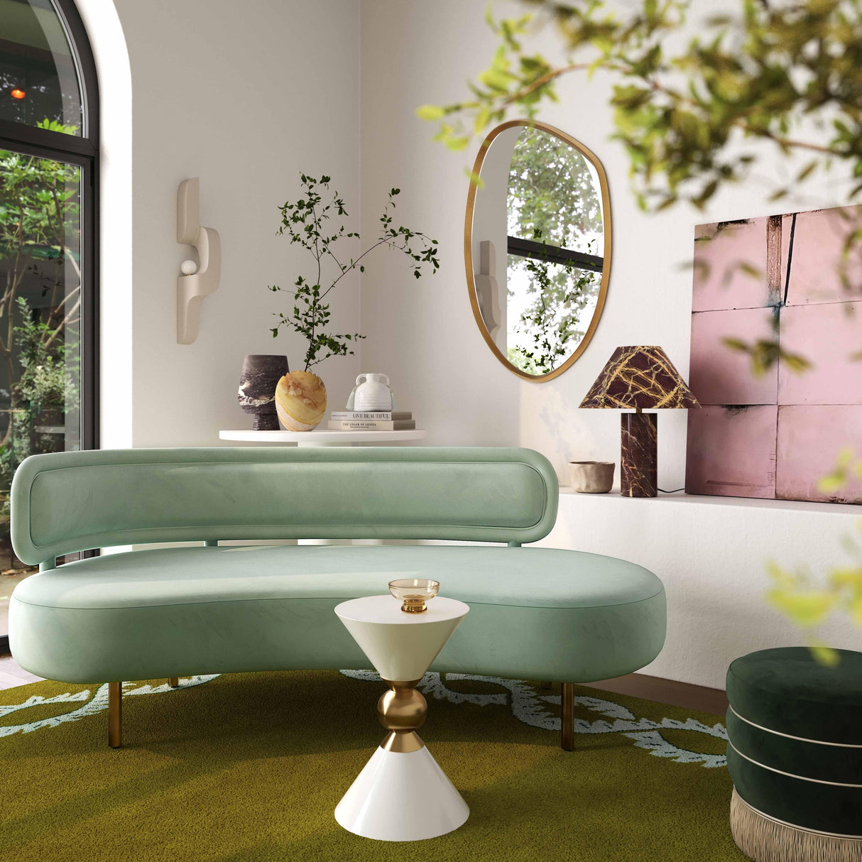TOV Tischa Mint Green Velvet Sofa